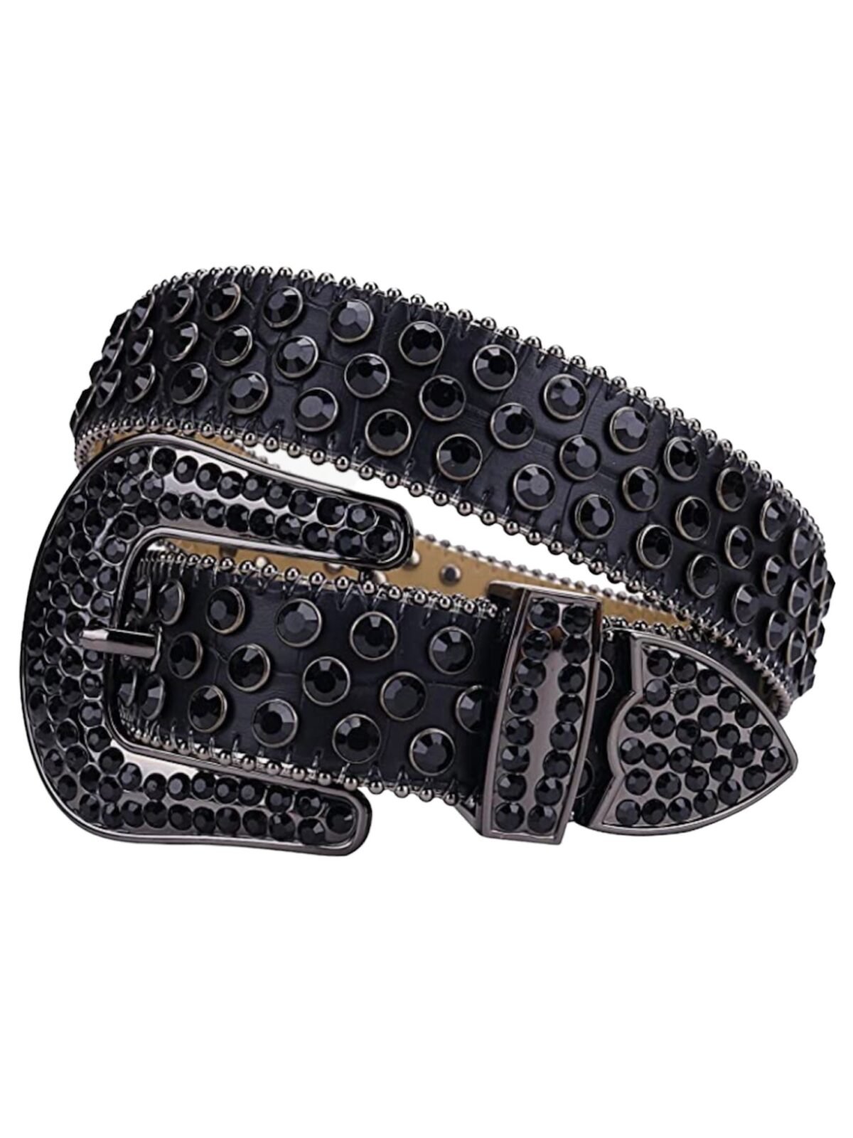 Rawyalty Belt - Stones - Black Leather With Black Stones